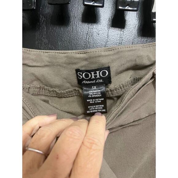 SOHO Apparel Tan Stretch Pants 1X Pull-On Belted Casual Trousers - Picture 9 of 9